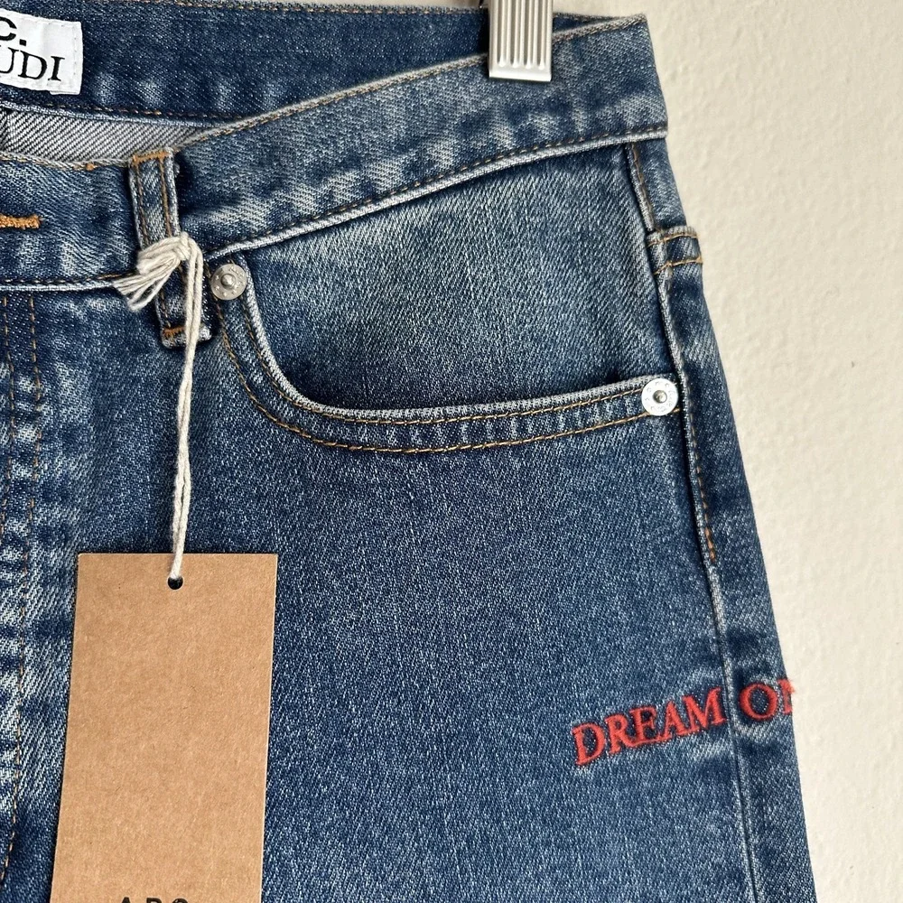 A.P.C. Kid Cudi Petit New Standard Jeans 28 Blue Dream‎ On Embroidery Button Fly